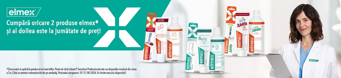 Promotie cu 50% reducere la al doilea produs Elmex