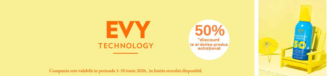 Promotie cu 50% reducere la al doilea produs Evy Technology