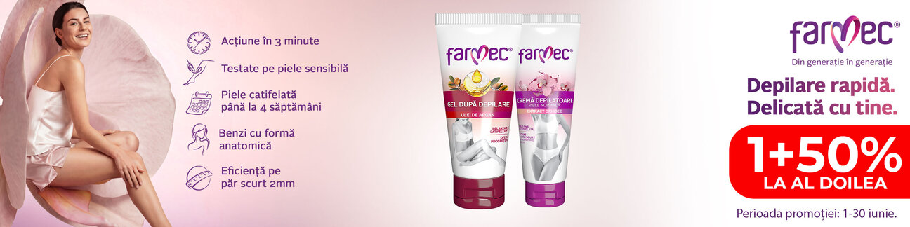 Promotie cu 50% reducere la al doilea produs Farmec
