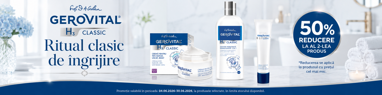 Promotie cu 50% reducere la al doilea produs Gerovital H3