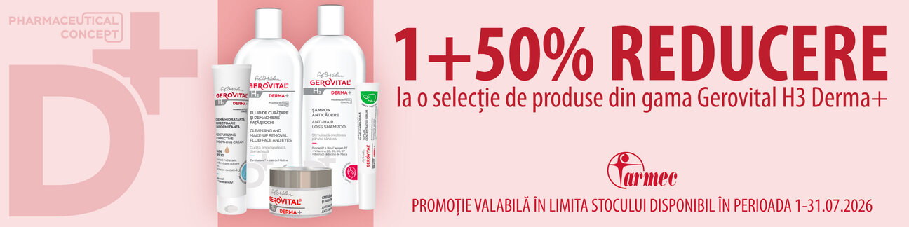 Promotie cu 50% reducere la al doilea produs Gerovital H3 Derma+