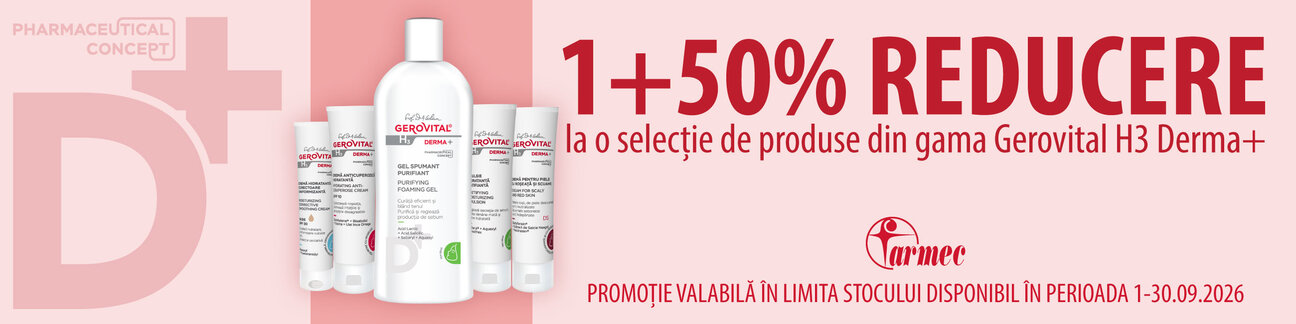 Promotie cu 50% reducere la al doilea produs Gerovital H3 Derma +