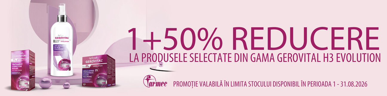 Promotie cu 50% reducere la al doilea produs Gerovital H3 Evolution