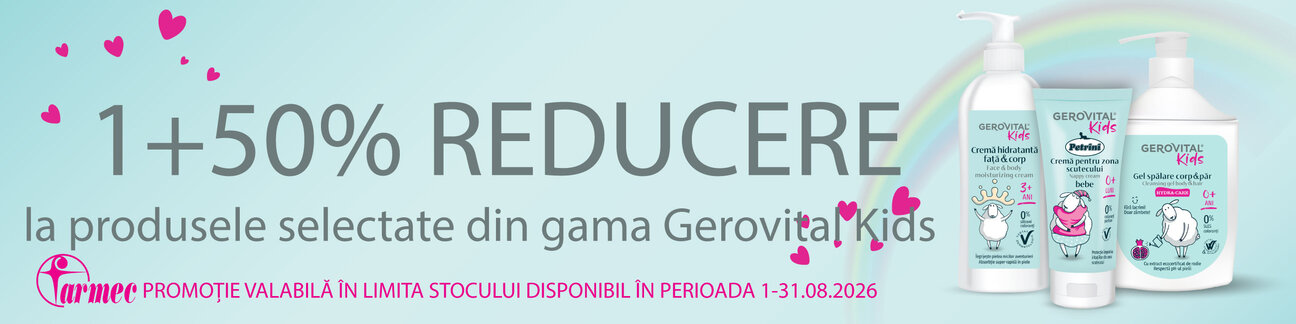 Promotie cu 50% reducere la al doilea produs Gerovital Kids