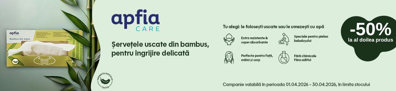 Promotie cu 50% reducere la al doilea produs identic Apfia Care Servetele uscate din bambus