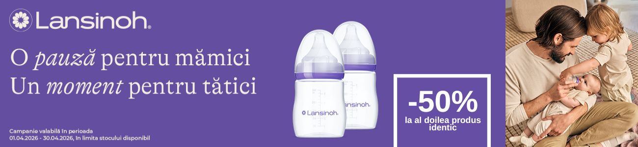 Promotie cu 50% reducere la al doilea produs Lansinoh Biberon