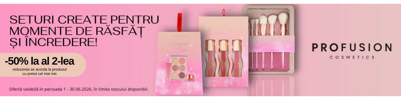 Promotie cu 50% reducere la al doilea produs Profusion Cosmetics
