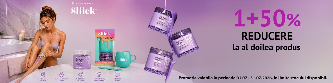 Promotie cu 50% reducere la al doilea produs Sliick
