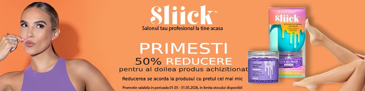 Promotie cu 50% reducere la al doilea produs Sliick
