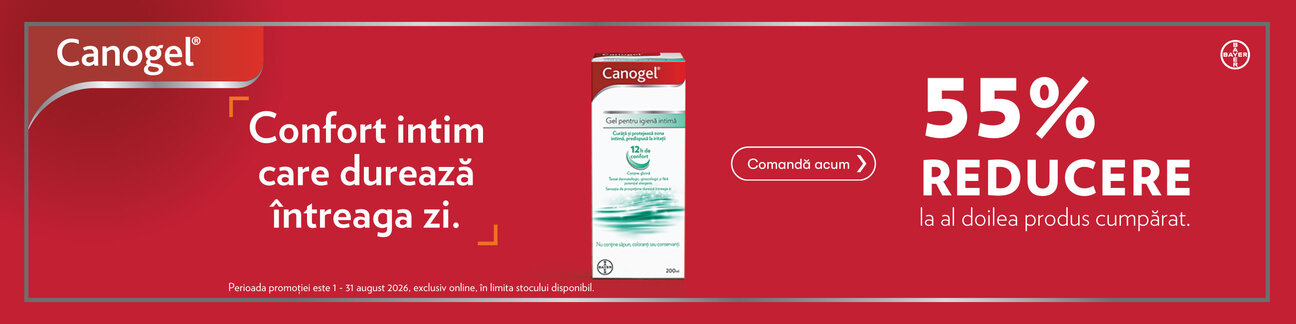 Promotie cu 55% reducere la al doilea produs Identic Bayer Canogel