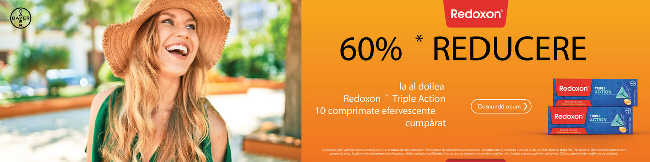 Promotie cu 60% reducere la a doua cutie Redoxon Triple Action