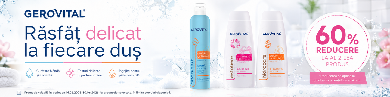 Promotie cu 60% reducere la al doilea produs Gerovital