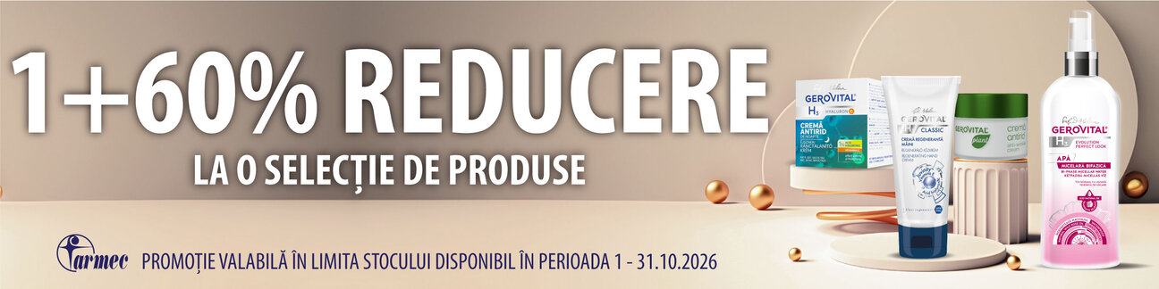 Promotie cu 60% reducere la al doilea produs Gerovital