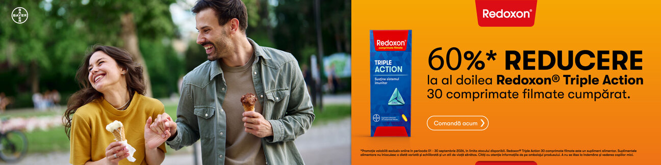 Promotie cu 60% reducere la al doilea produs Redoxon Triple Action