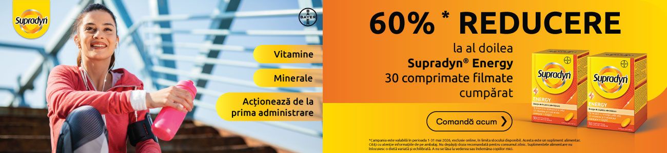 Promotie cu 60% reducere la al doilea produs Supradyn Energy