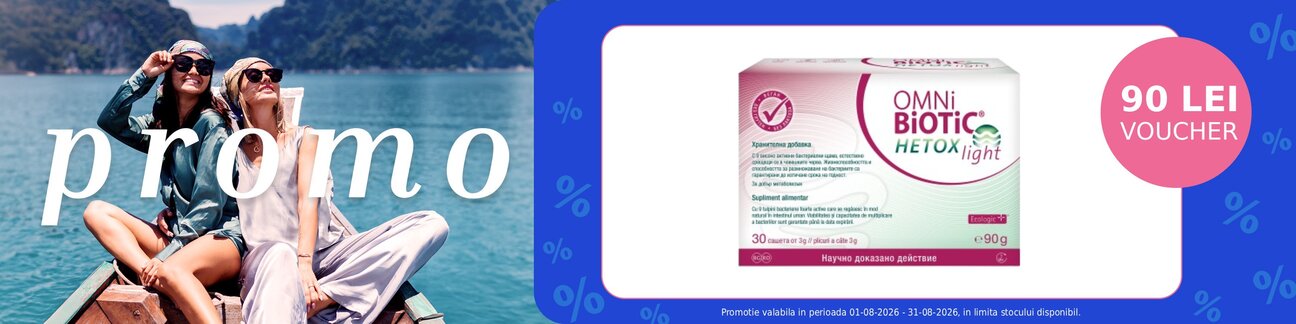 Promotie cu 90 lei voucher valoric aplicat in cos la Omnibiotic