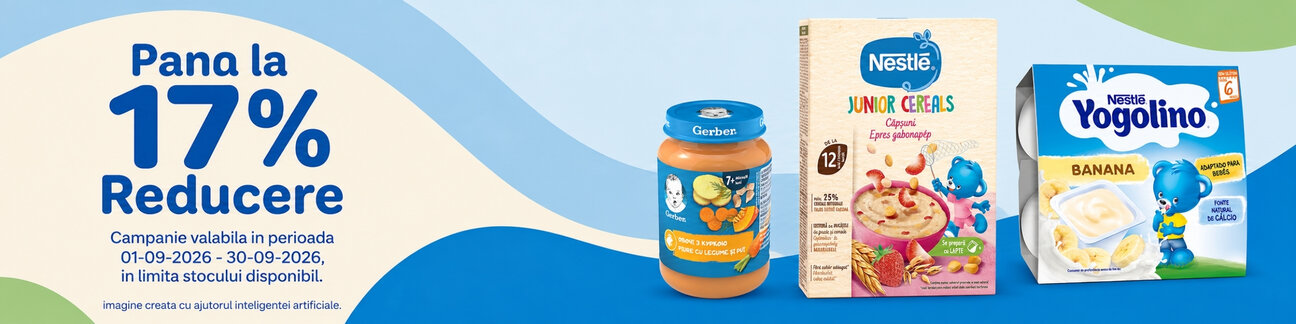 Promotie cu pana la 17% reducere la Nestle, Gerber si Yogolino