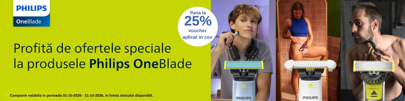 Promotie cu pana la 25% voucher aplicat in cos la Philips One Blade