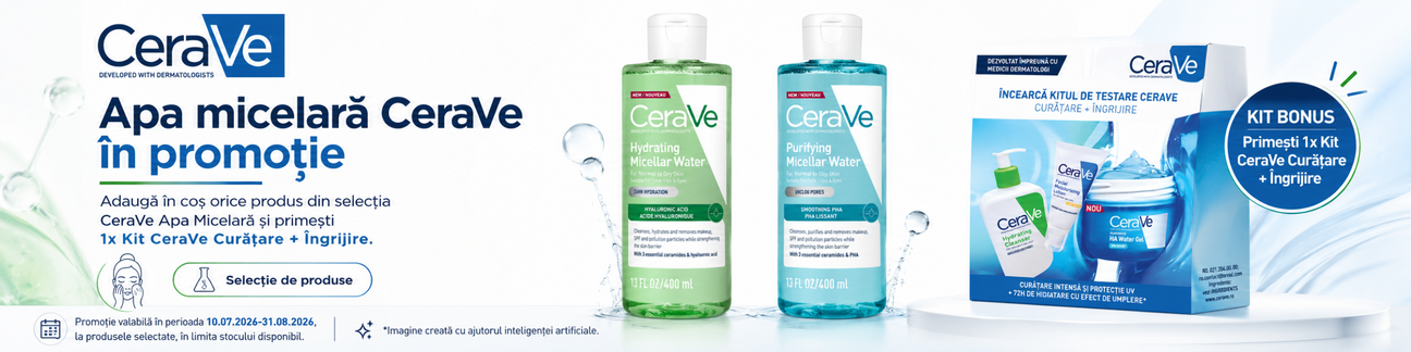 Promotie cu produs bonus la CeraVe Apa Micelara