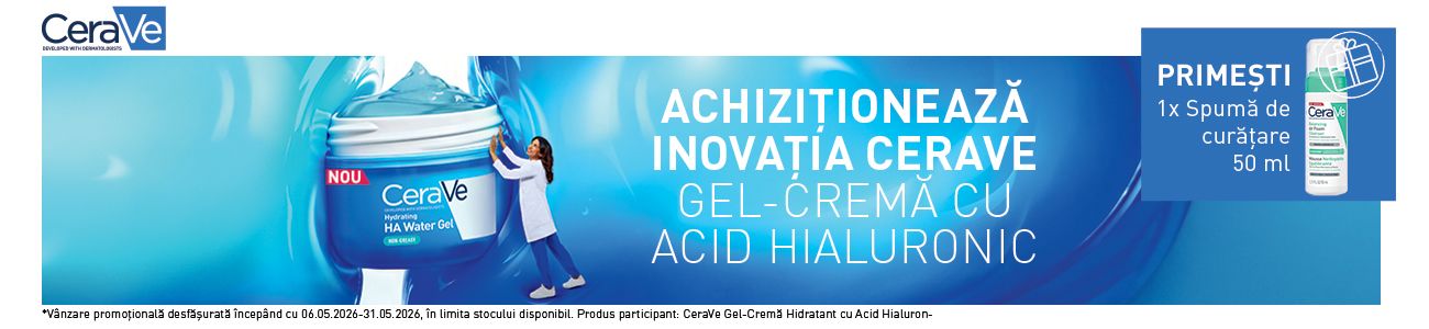 Promotie cu produs bonus la CeraVe Gel Hidratant HA Water Gel