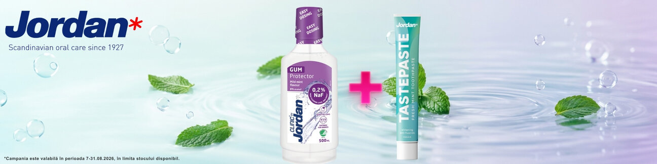 Promotie cu produs bonus Pasta de dinti pentru adulti, 50 ml, Fresh Mint, Jordan 