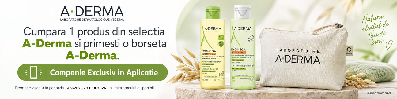 Promotie cu produs promotional Aderma - Exclusiv in Aplicatie