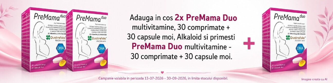 Promotie cu produs promotional PreMama Duo multivitamine - 30 comprimate + 30 capsule moi