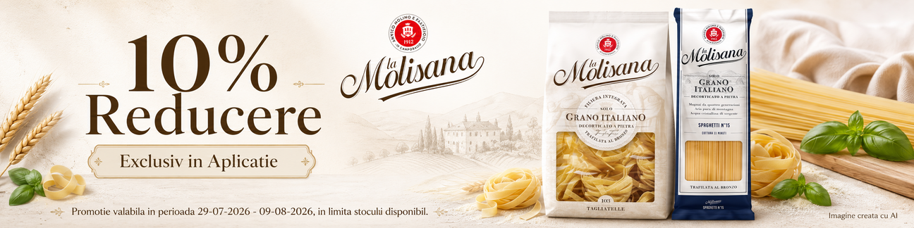 Promotie cu reducere 10% la La Molisana Exclusiv in Aplicatie