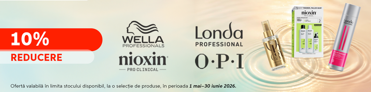 Promotie cu reducere 10% la Londa, Wella, Nioxin si Opi