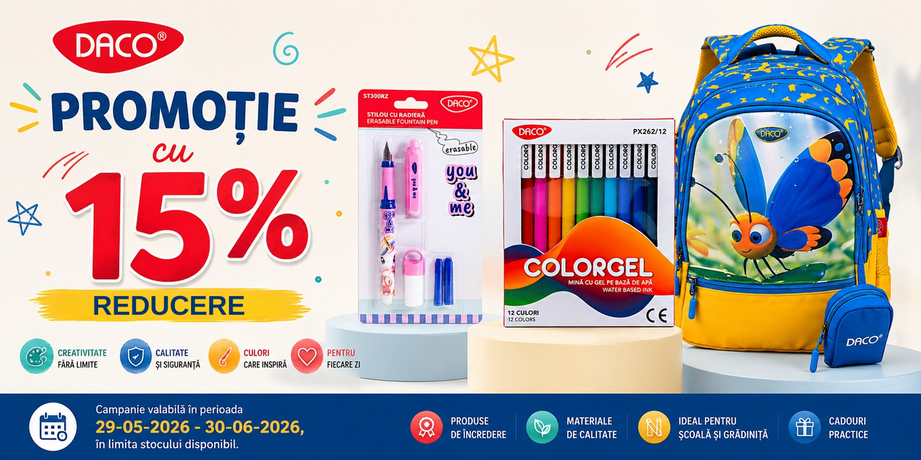 Promotie cu reducere 15% la Daco
