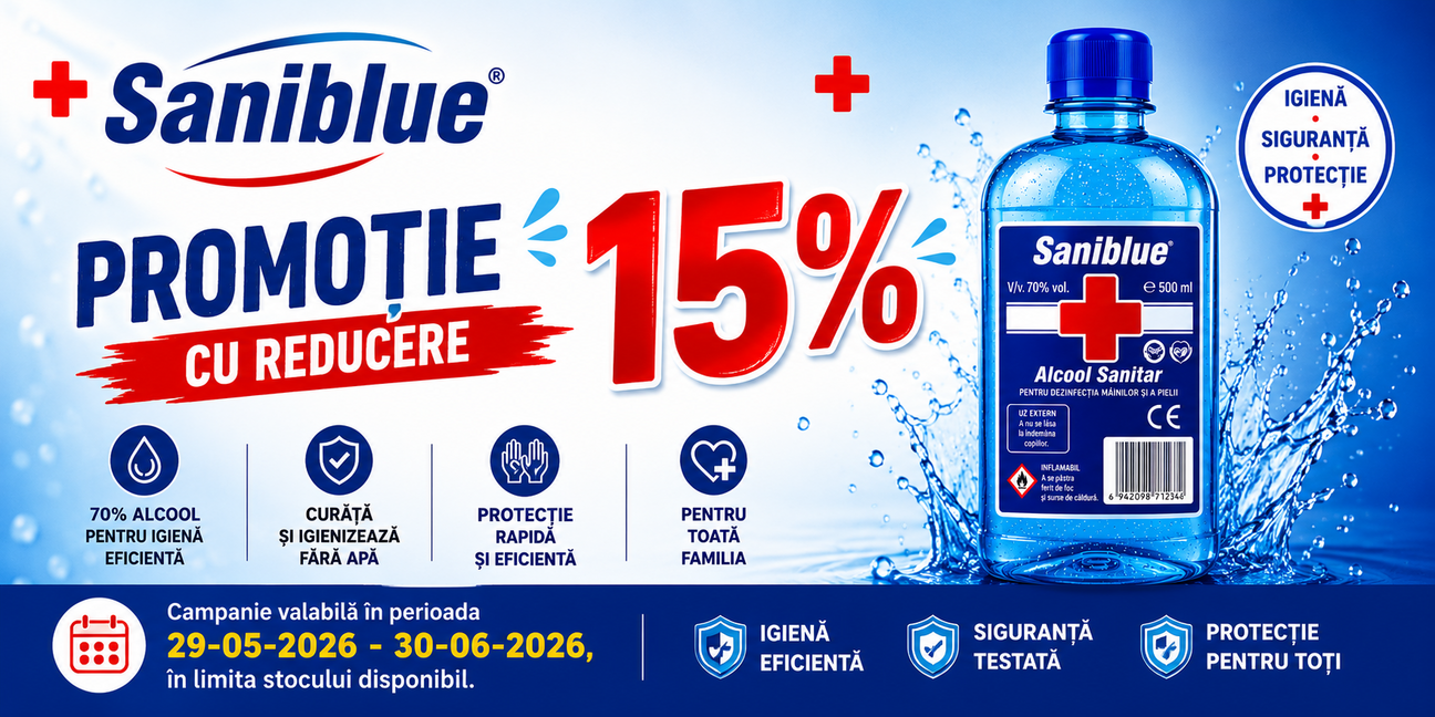 Promotie cu reducere 15% la Saniblue