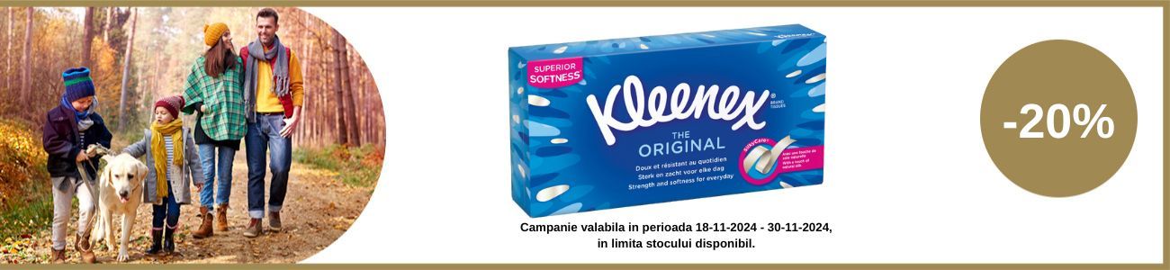 Promotie cu reducere 20% la Kleenex