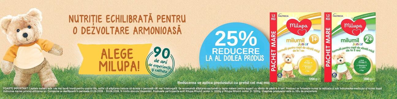 Promotie cu reducere 25% la al doilea produs Milupa