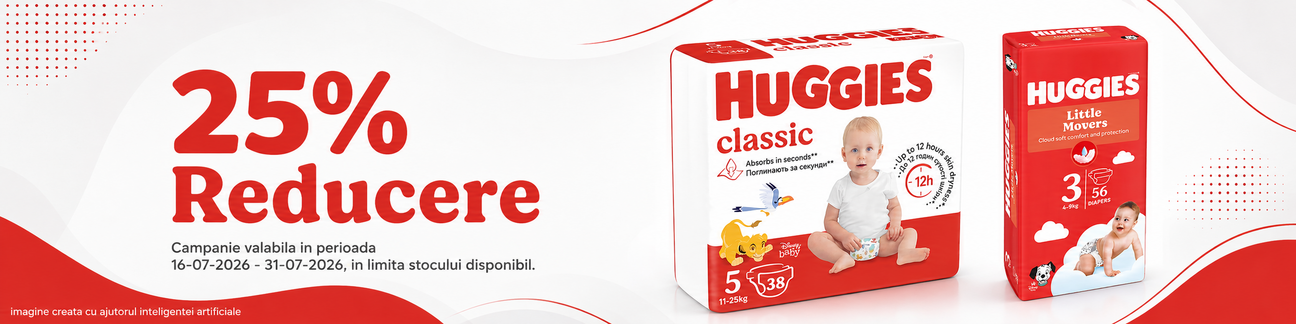 Promotie cu reducere 25% la Huggies