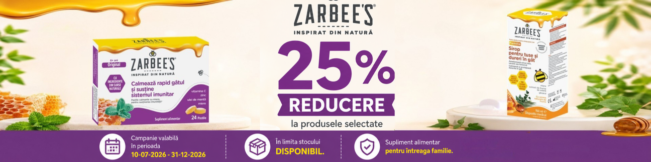 Promotie cu reducere 25% la Zarbee's