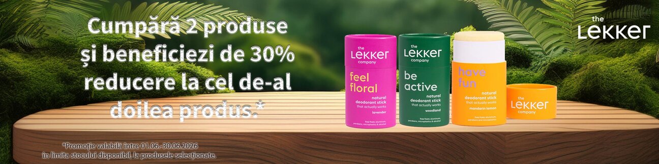 Promotie cu reducere 30% la al doilea produs Lekker