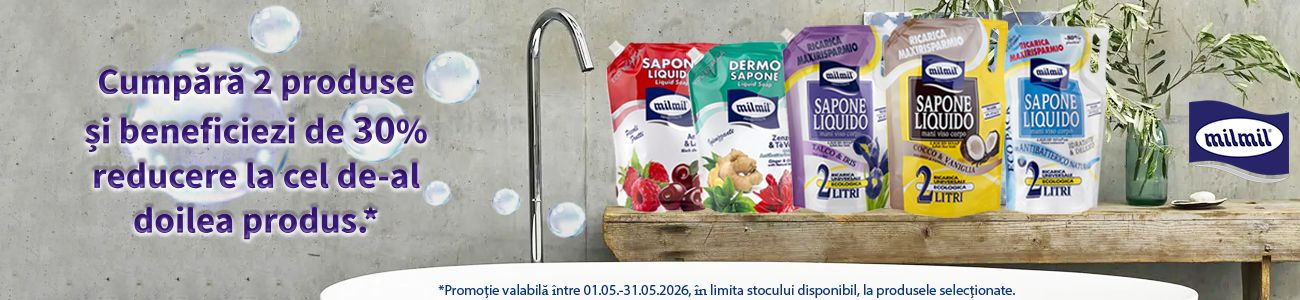Promotie cu reducere 30% la al doilea produs Mil Mil