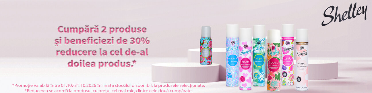 Promotie cu reducere 30% la al doilea produs Shelley
