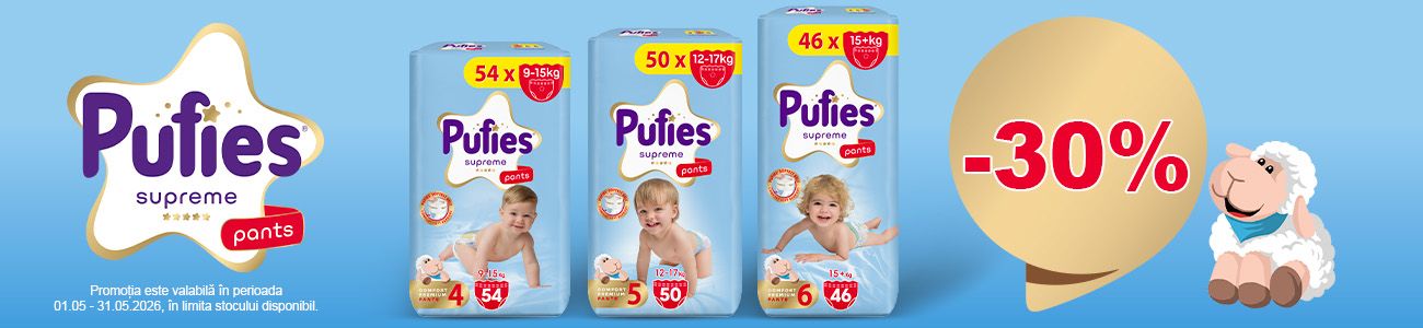 Promotie cu reducere 30% la Pufies
