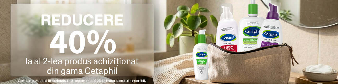 Promotie cu reducere 40% la al doilea produs Cetaphil
