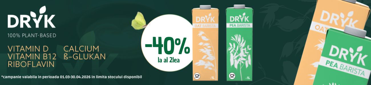 Promotie cu reducere 40% la al doilea produs DRYK
