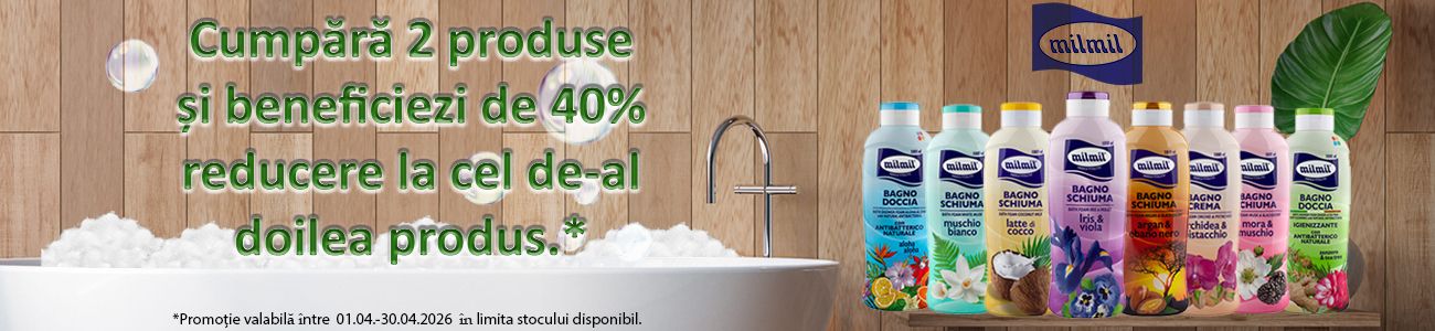 Promotie cu reducere 40% la al doilea produs Mil Mil