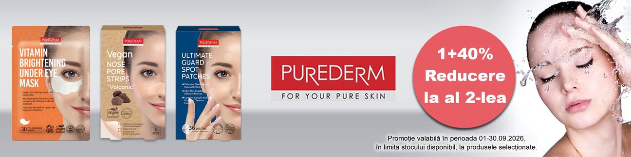 Promotie cu reducere 40% la al doilea produs Purederm