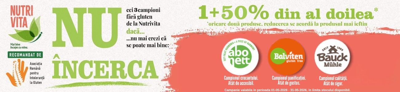 Promotie cu reducere 50% la al doilea produs la Nutrivita - Bauckhof, Balviten si Abonett