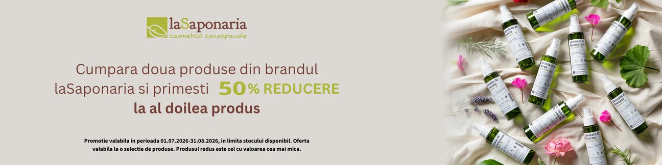 Promotie cu reducere 50% la al doilea produs La Saponaria