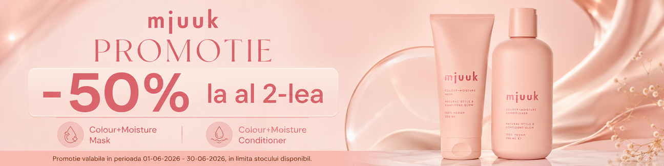 Promotie cu reducere 50% la al doilea produs Mjuuk