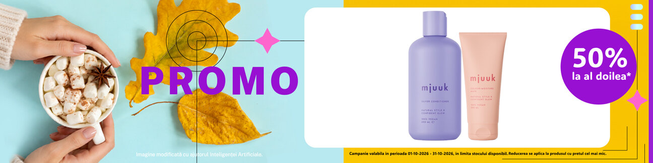 Promotie cu reducere 50% la al doilea produs Mjuuk