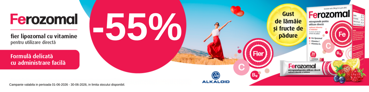 Promotie cu reducere 55% la Alkaloid - Ferozomal