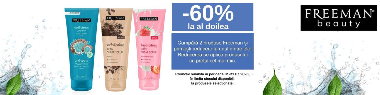 promotie cu reducere 60% la al doilea produs Freeman