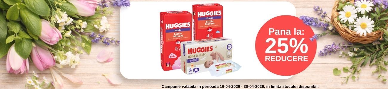 Promotie cu reducere de pana la 25% la Huggies